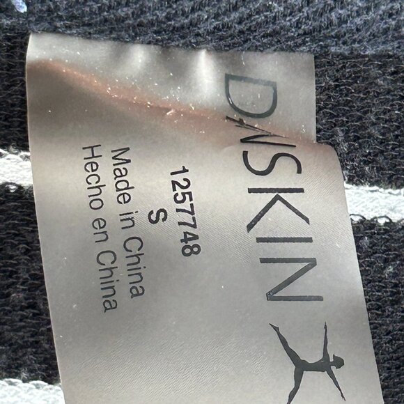 Danskin Black and White Striped Criss Cross Long Sleeve Top Size Small - Picture 3 of 7